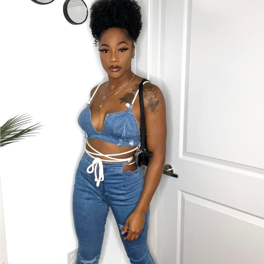 NWT Denim Two Piece Set
